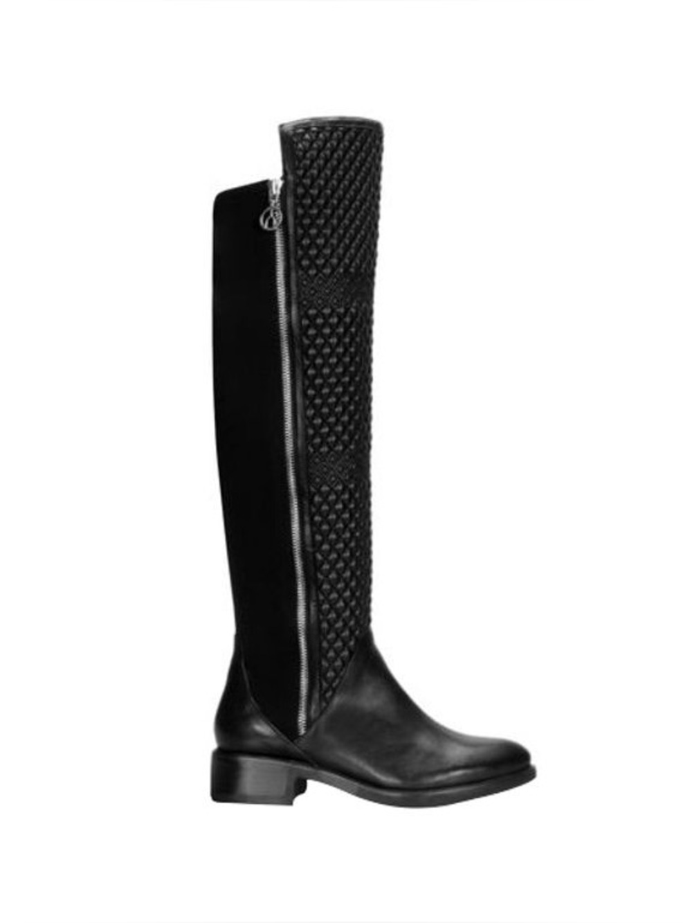 Wishbone Women's Black Quilted Knee-High Zipper Boots flaw